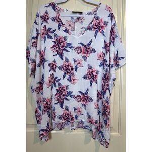 Meritt floral print lightweight one‎ size blouse rayon beachy relaxed boho art